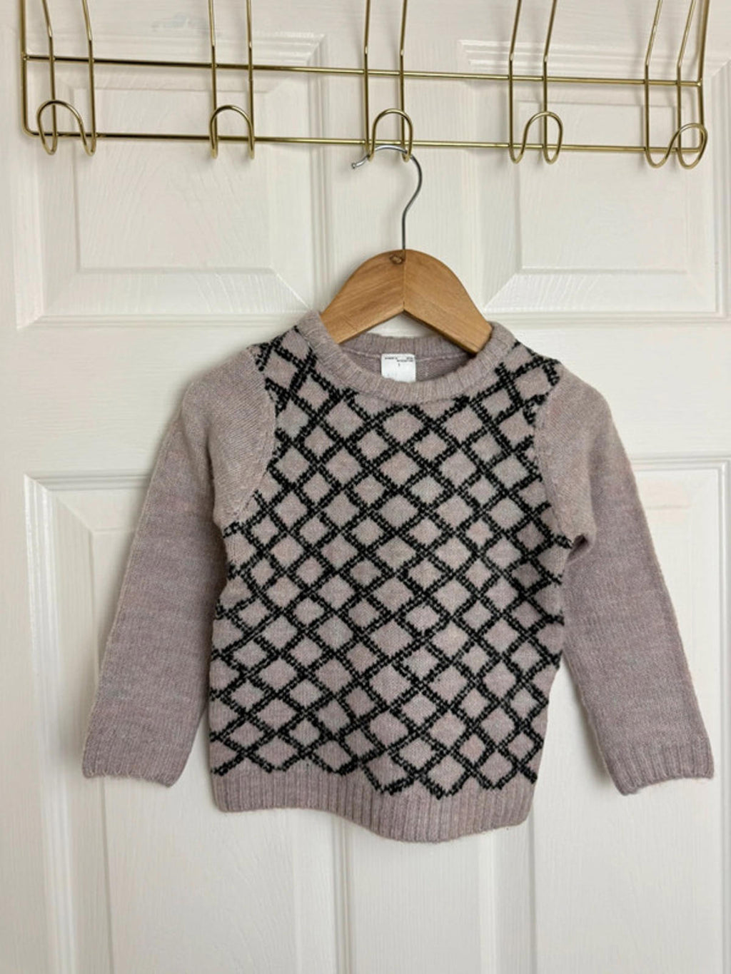Palomino Kids Blush Pink & Black Diamond Knit Jumper - Unisex 18 - 24 Months - Back On The Shelves High Street Discount Outlet Online UK