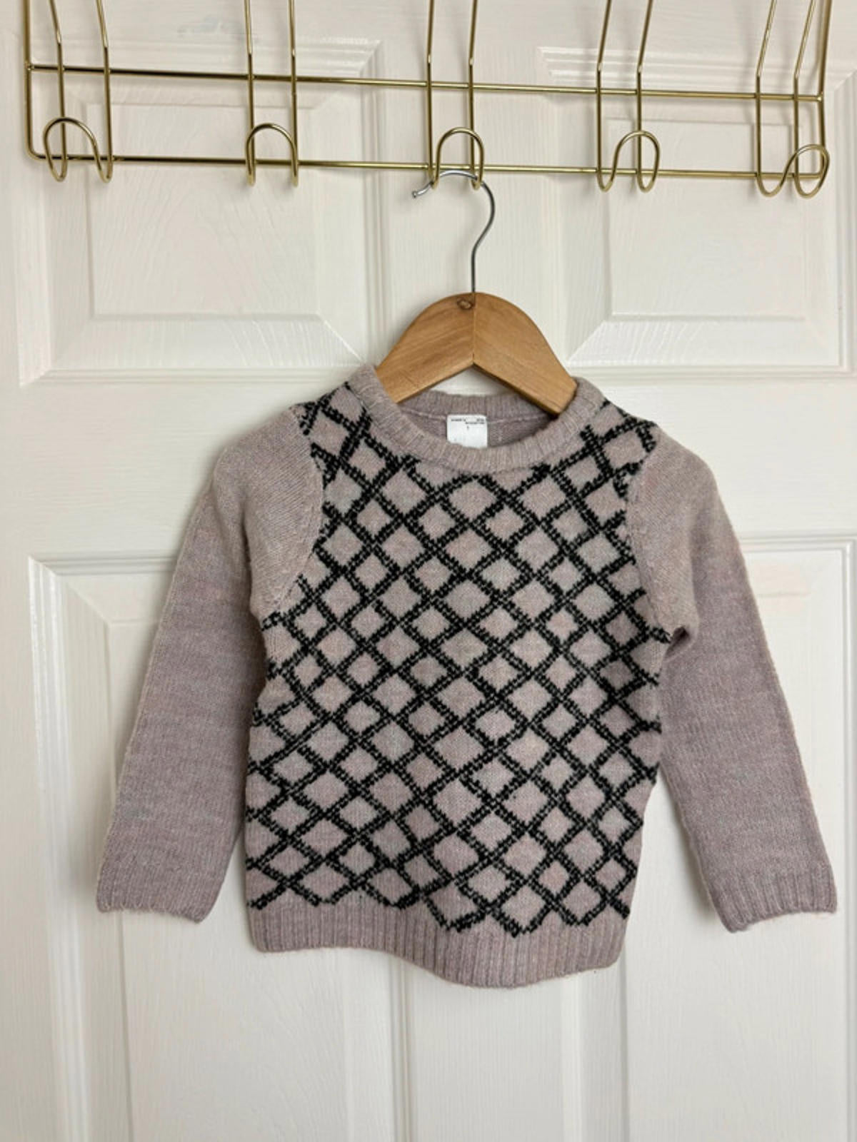 Palomino Kids Blush Pink & Black Diamond Knit Jumper - Unisex 18 - 24 Months - Back On The Shelves High Street Discount Outlet Online UK