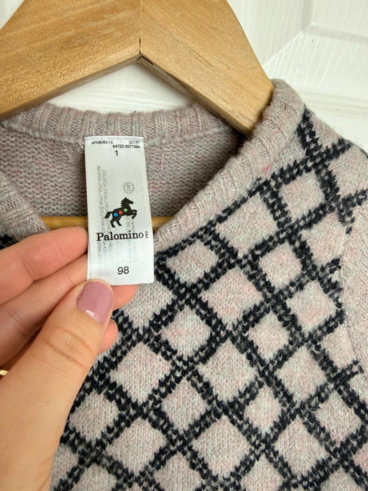 Palomino Kids Blush Pink & Black Diamond Knit Jumper - Unisex 3 Years - Back On The Shelves High Street Discount Outlet Online UK