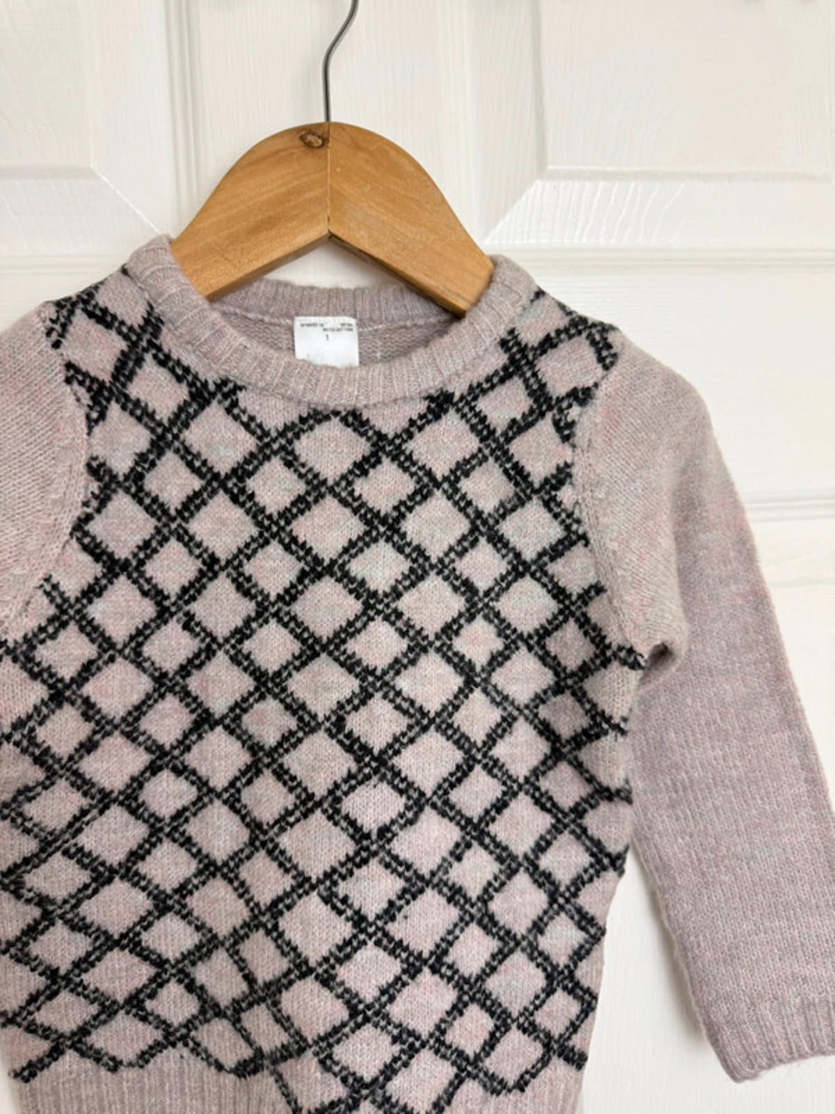 Palomino Kids Blush Pink & Black Diamond Knit Jumper - Unisex 18 - 24 Months - Back On The Shelves High Street Discount Outlet Online UK