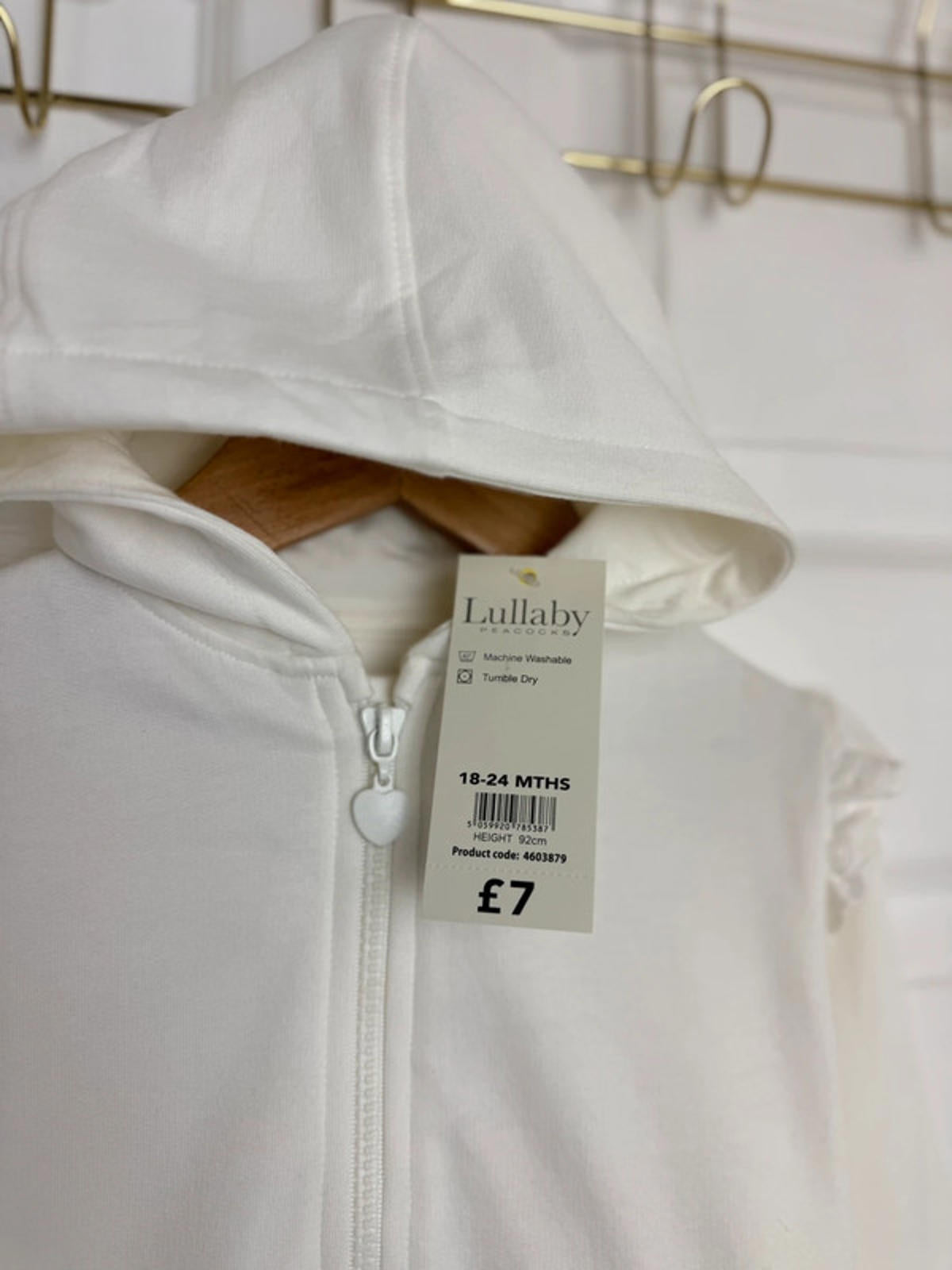 Lullaby Baby Cream Zip Eyelet Heart Detail Hoodie - Girls 18 - 24 Months - Back On The Shelves High Street Discount Outlet Online UK