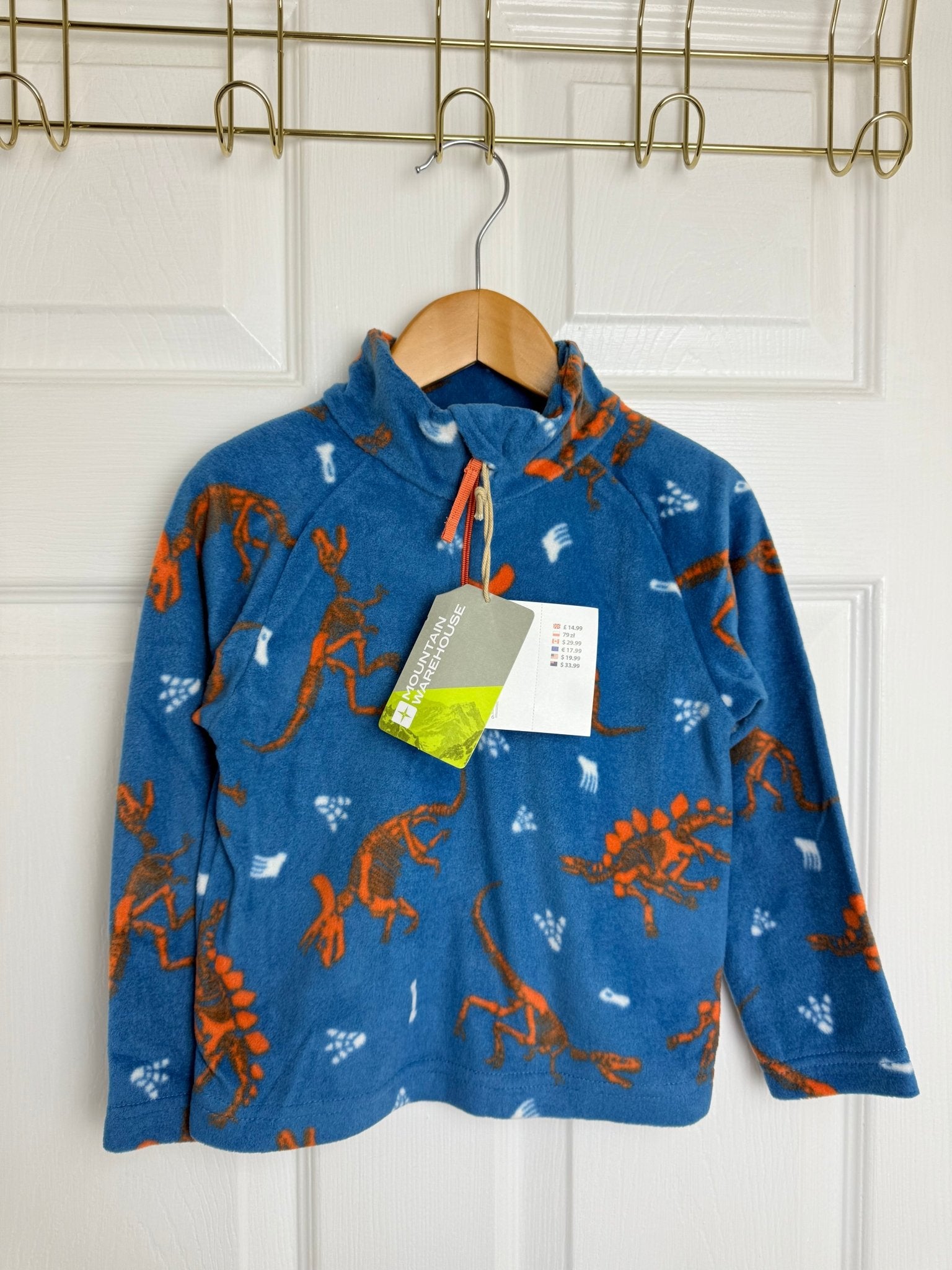 NEW MW Blue Dinosaur Zip Fleece - Boys 2 - 3 Years - Back On The Shelves High Street Discount Outlet Online UK