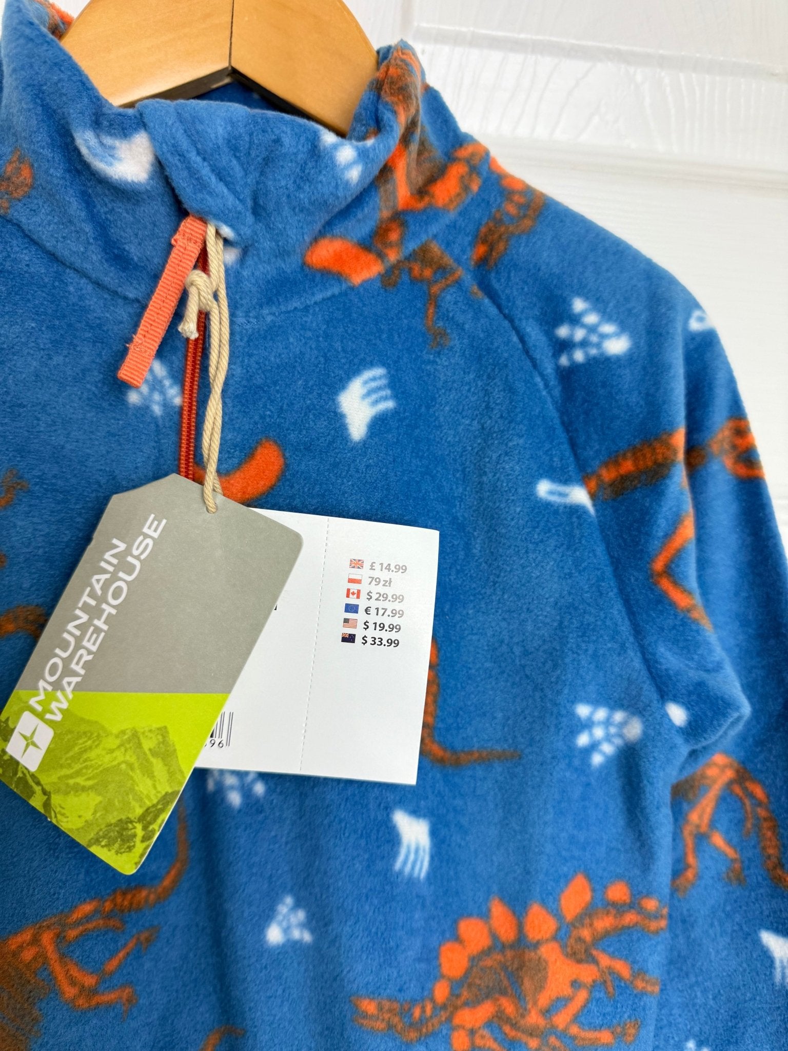 NEW MW Blue Dinosaur Zip Fleece - Boys 2 - 3 Years - Back On The Shelves High Street Discount Outlet Online UK