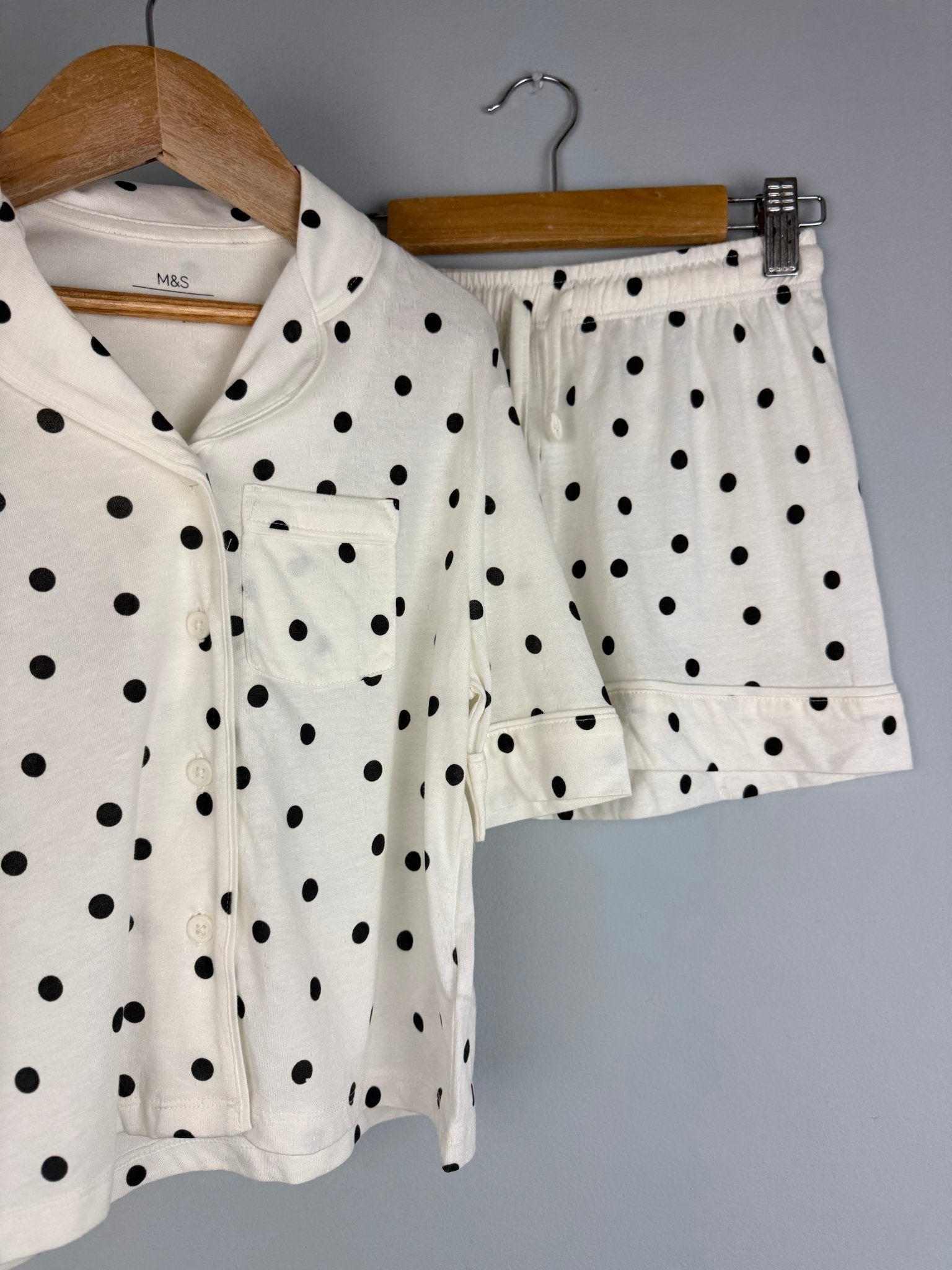 Kids Cream Spotty Shortie Pyjama Set - Girls 4 - 14 Years - Back On The Shelves High Street Discount Outlet Online UK