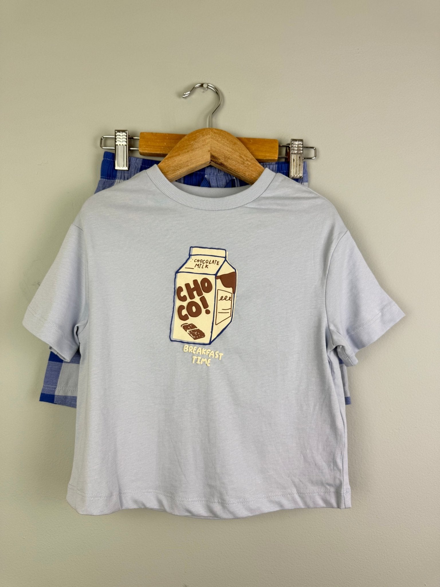 Kids Chocolate Milk Print Top & Shorts Pyjama Set - Boys 12m–8 Years - Back On The Shelves High Street Discount Outlet Online UK