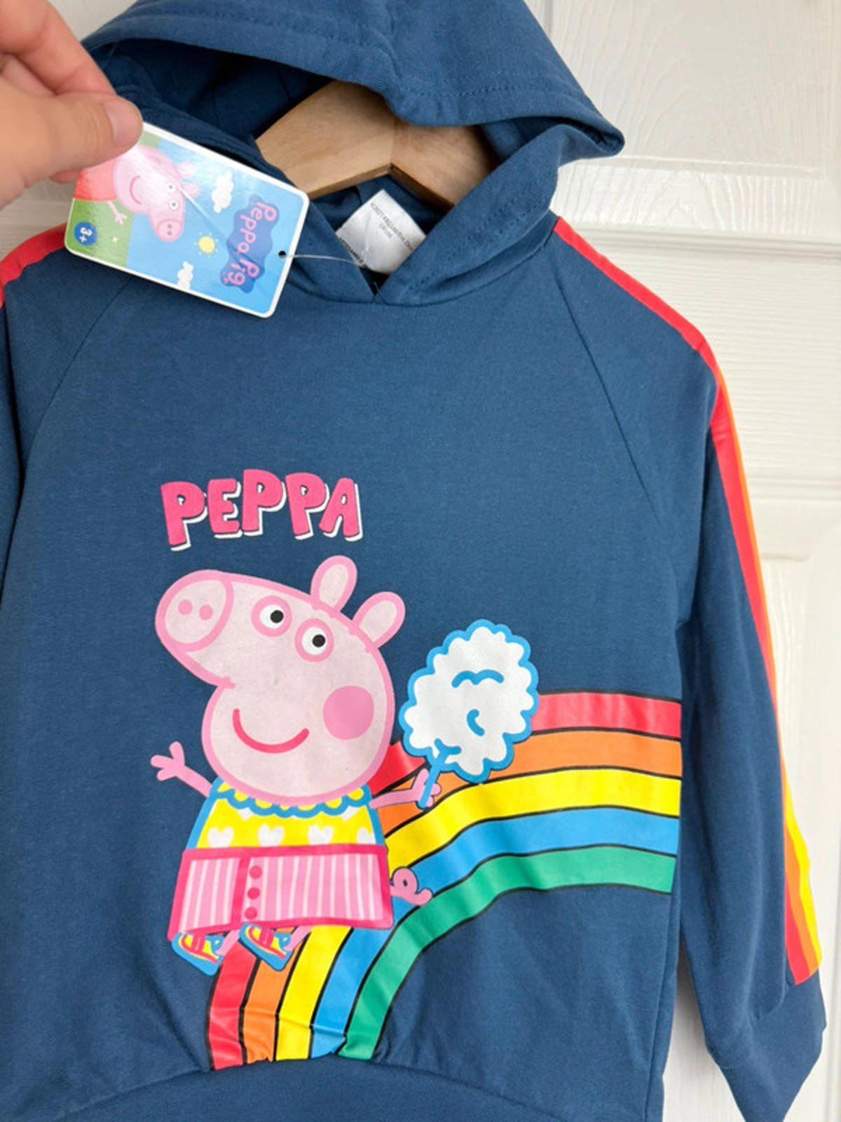 NEW Peppa Pig Navy Rainbow 100% Cotton Hoodie - Girls 3 - 4 Years - Back On The Shelves High Street Discount Outlet Online UK