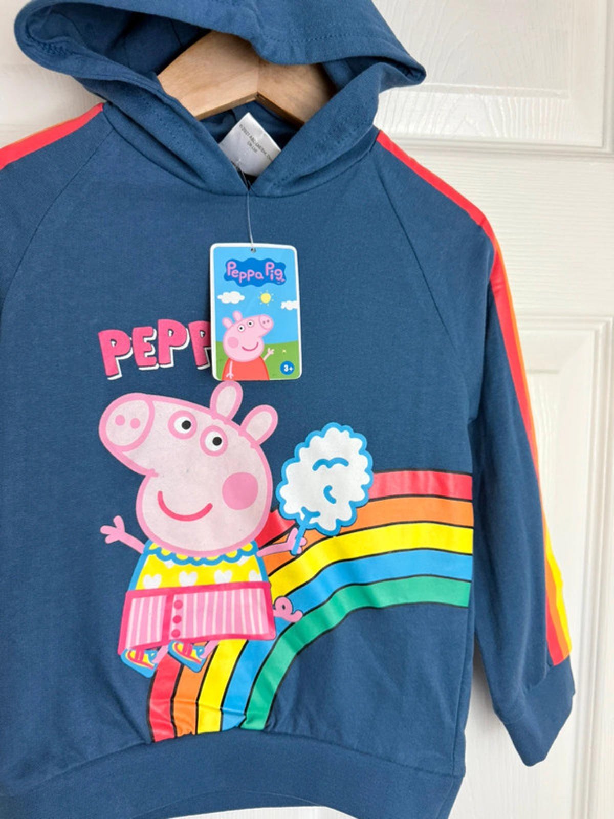 NEW Peppa Pig Navy Rainbow 100% Cotton Hoodie - Girls 3 - 4 Years - Back On The Shelves High Street Discount Outlet Online UK