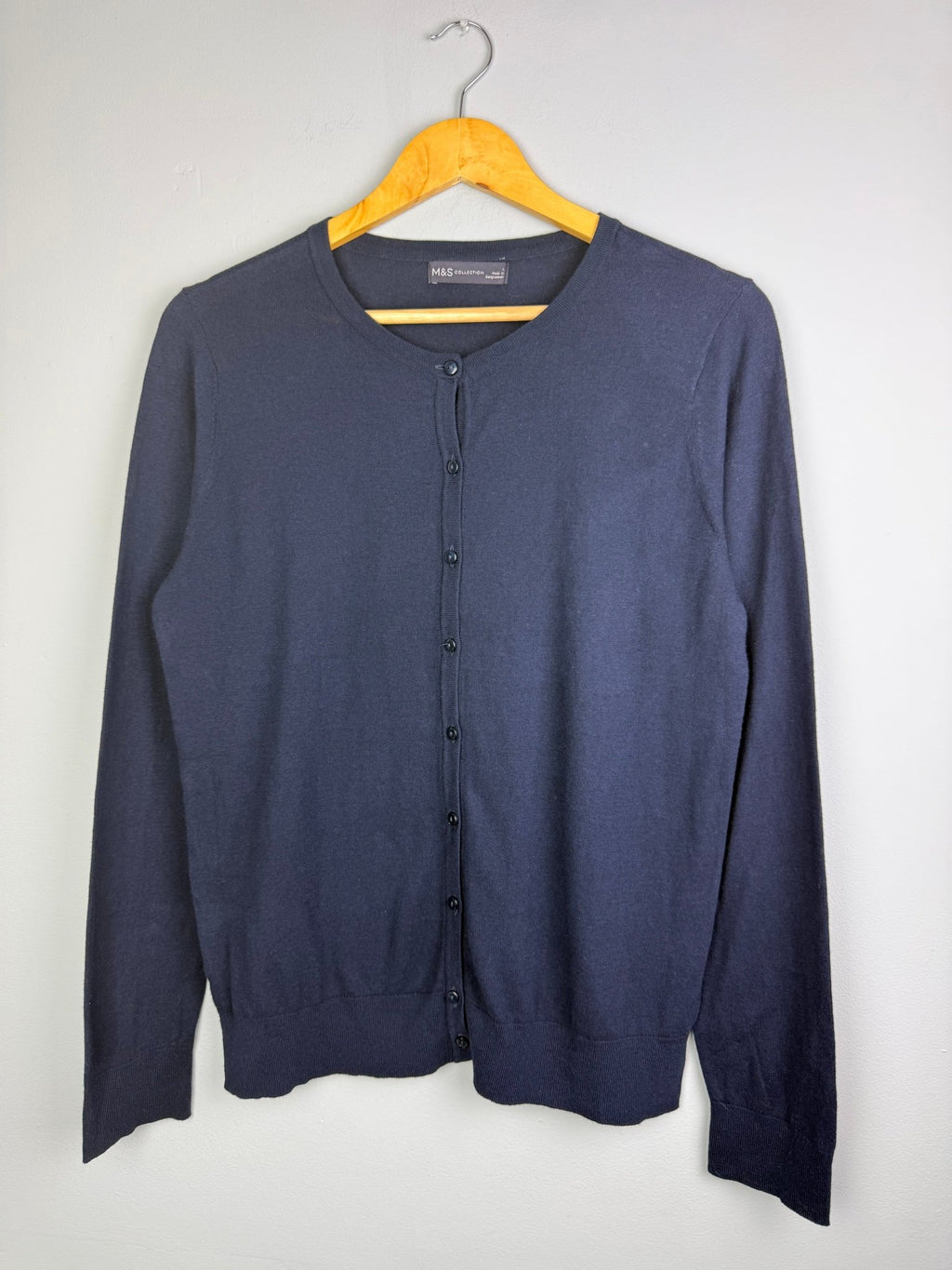 Ladies Ex MS Navy Button Cardigan - Size L - Back On The Shelves High Street Discount Outlet Online UK