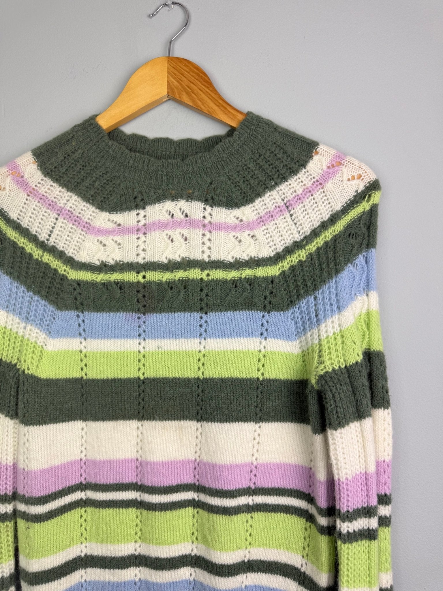 Ladies Ex MS Striped Wool Knit Jumper - Size 8 - Back On The Shelves High Street Discount Outlet Online UK