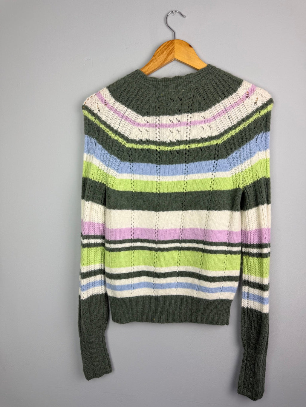 Ladies Ex MS Striped Wool Knit Jumper - Size 8 - Back On The Shelves High Street Discount Outlet Online UK