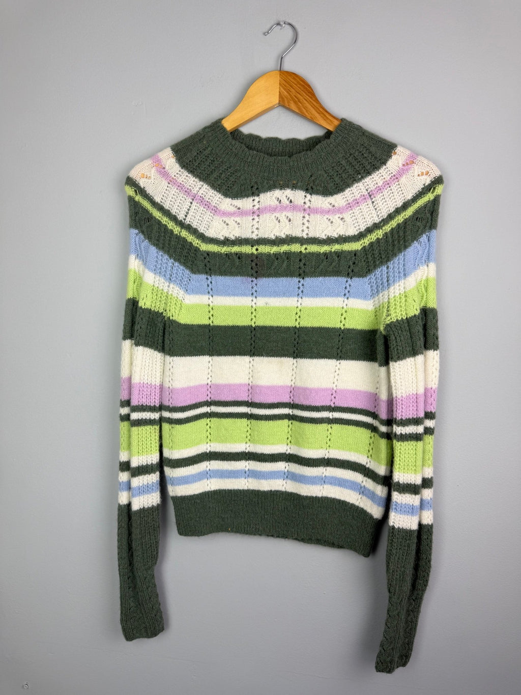 Ladies Ex MS Striped Wool Knit Jumper - Size 8 - Back On The Shelves High Street Discount Outlet Online UK
