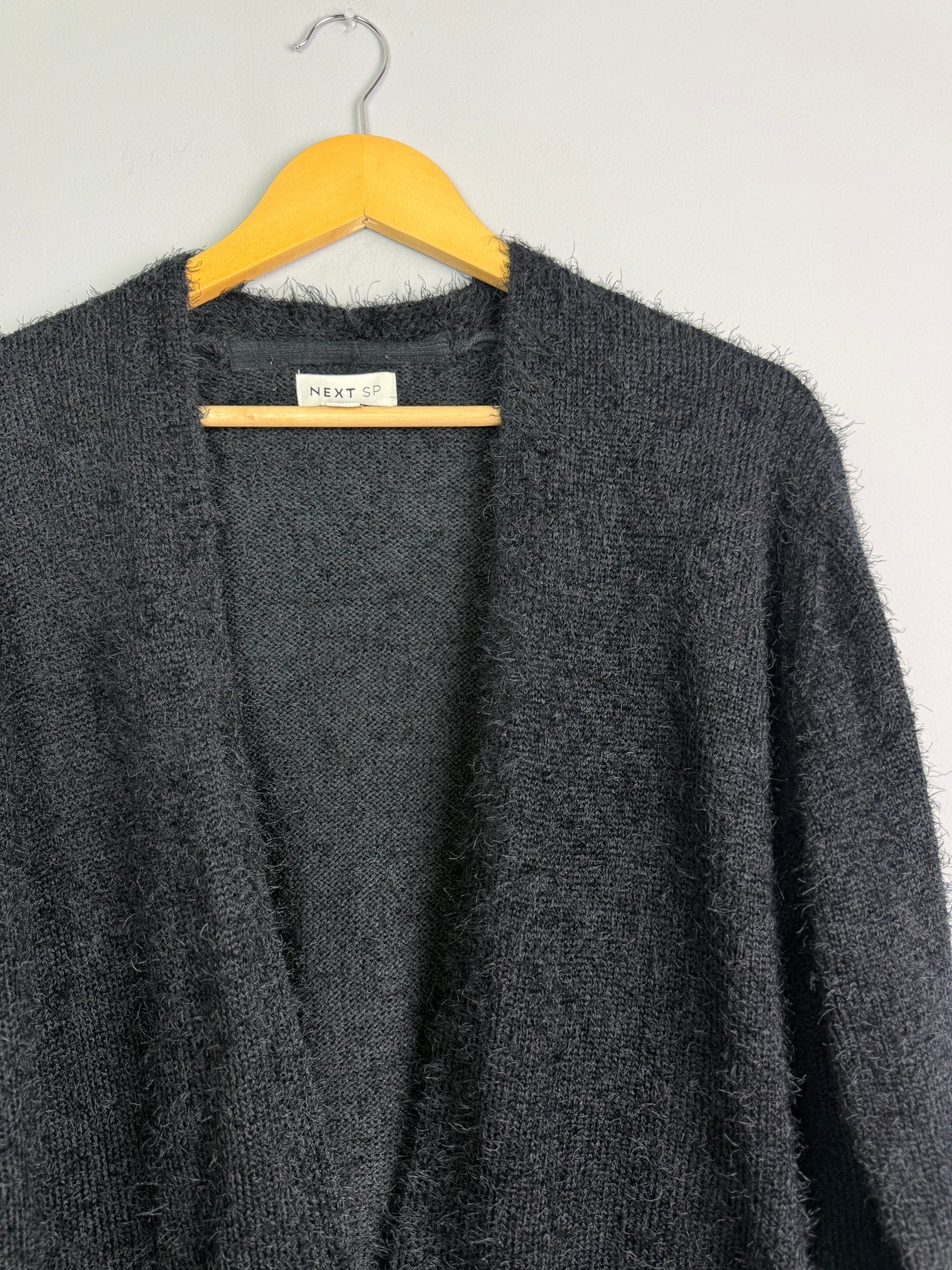 Ladies Ex NXT Black Fluffy Open Cardigan - Sizes M - XL - Back On The Shelves High Street Discount Outlet Online UK