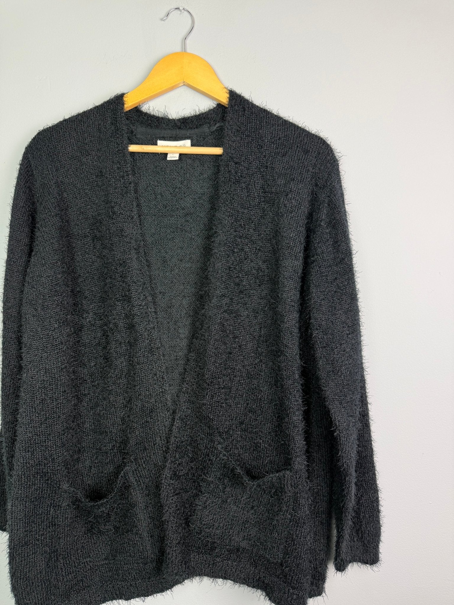 Ladies Ex NXT Black Fluffy Open Cardigan - Sizes M - XL - Back On The Shelves High Street Discount Outlet Online UK