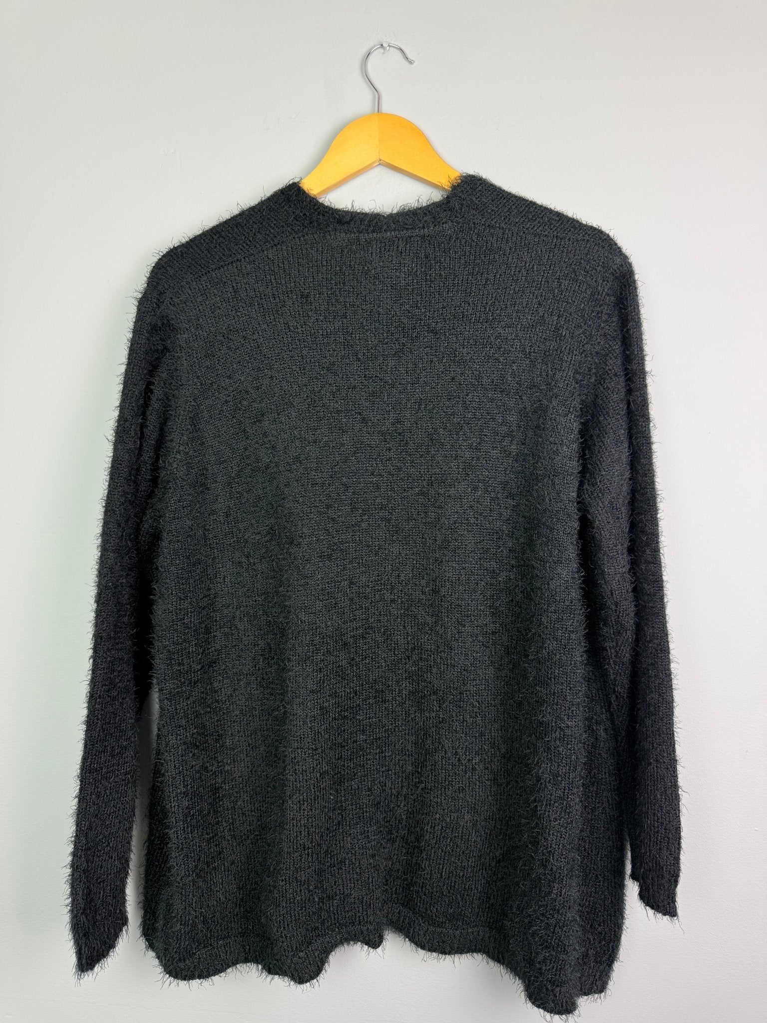 Ladies Ex NXT Black Fluffy Open Cardigan - Sizes M - XL - Back On The Shelves High Street Discount Outlet Online UK