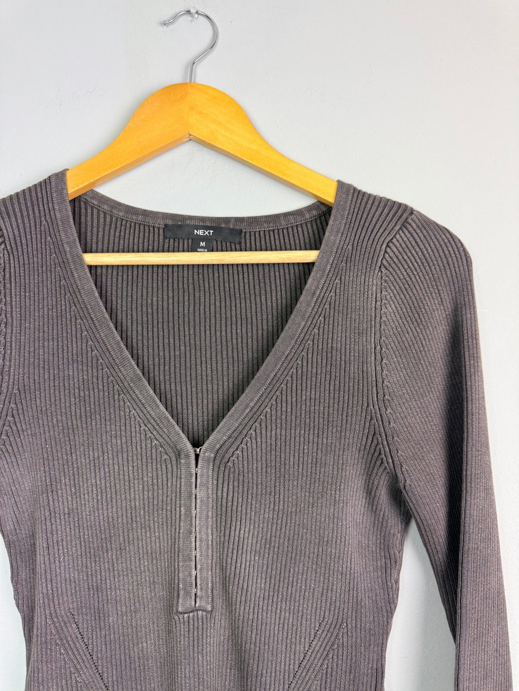 Ladies Ex NXT Grey Ribbed Bodysuit - Size M - Back On The Shelves High Street Discount Outlet Online UK