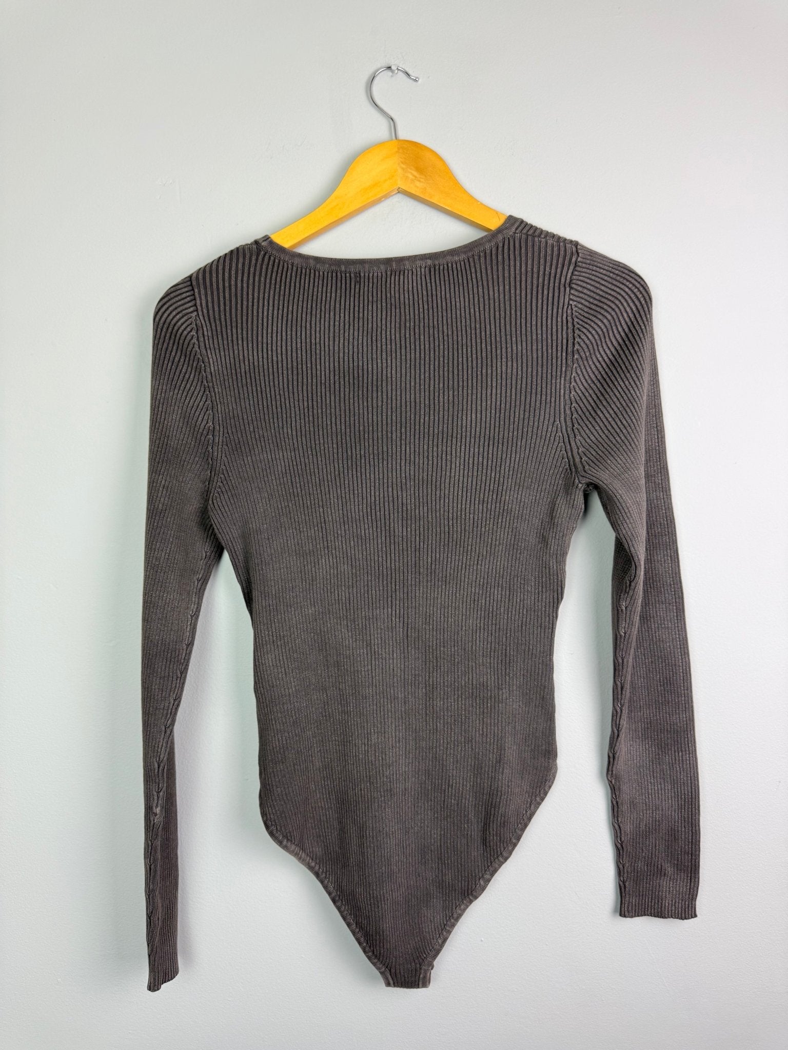 Ladies Ex NXT Grey Ribbed Bodysuit - Size M - Back On The Shelves High Street Discount Outlet Online UK