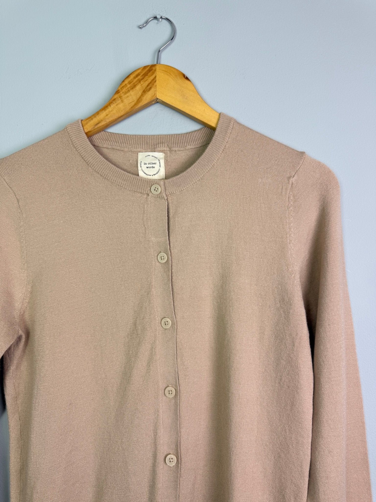 Ladies Ex RI Beige Button Cardigan - Size M - Back On The Shelves High Street Discount Outlet Online UK
