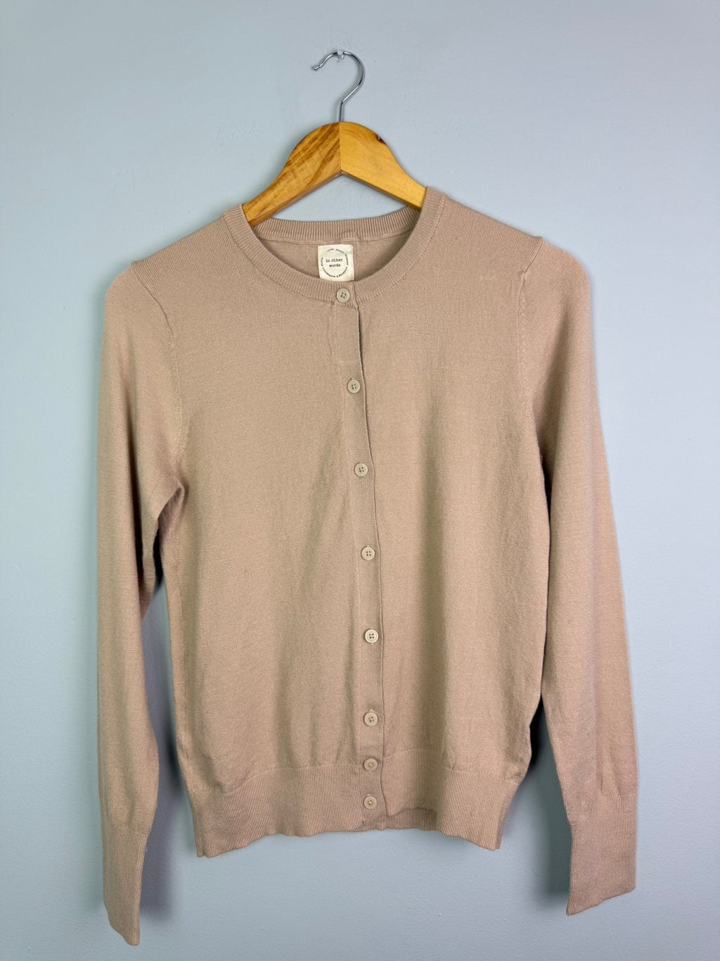Ladies Ex RI Beige Button Cardigan - Size M - Back On The Shelves High Street Discount Outlet Online UK