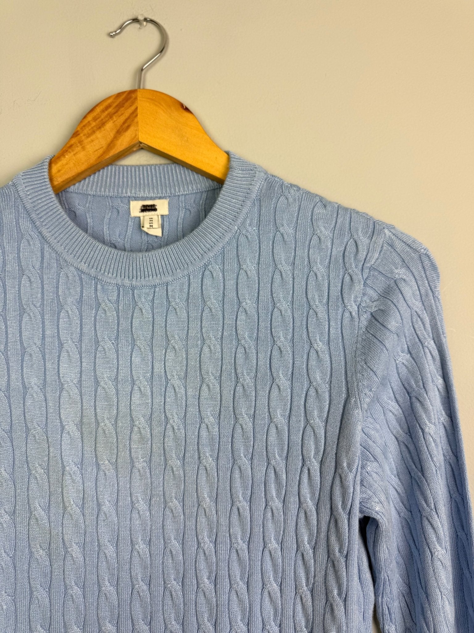 Ladies Ex RI Blue Cable Knit Jumper - Size M - Back On The Shelves High Street Discount Outlet Online UK