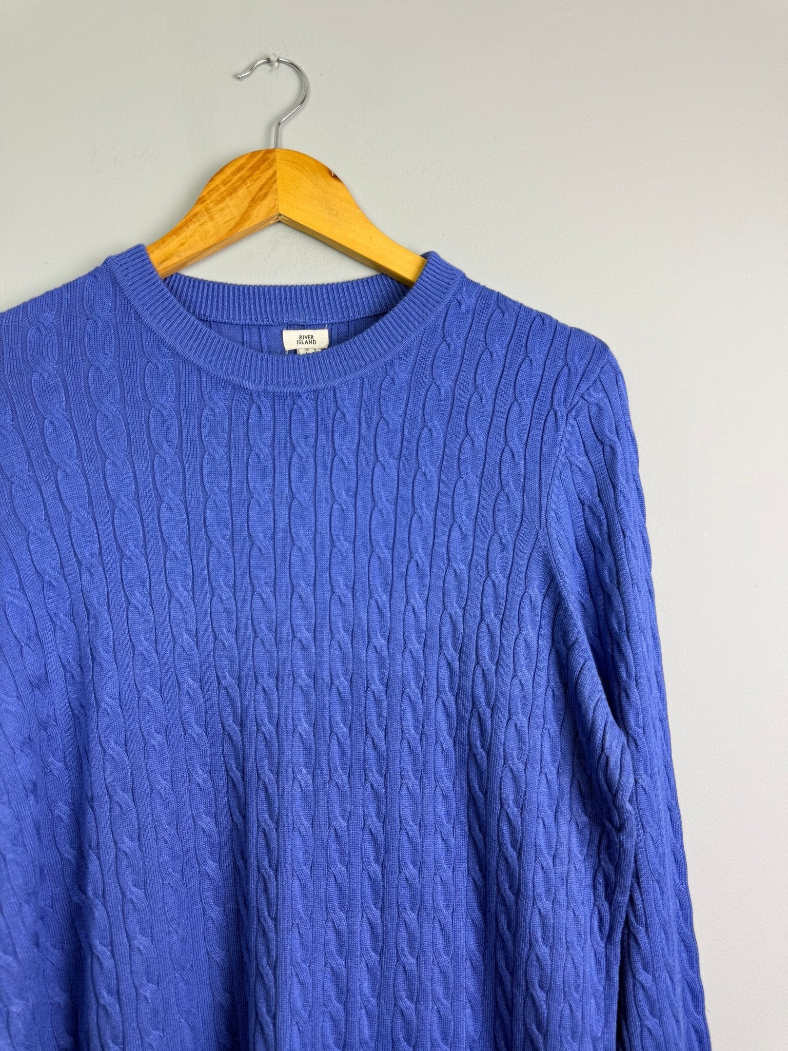 Ladies Ex RI Blue Cable Knit Sweater - Size L - Back On The Shelves High Street Discount Outlet Online UK