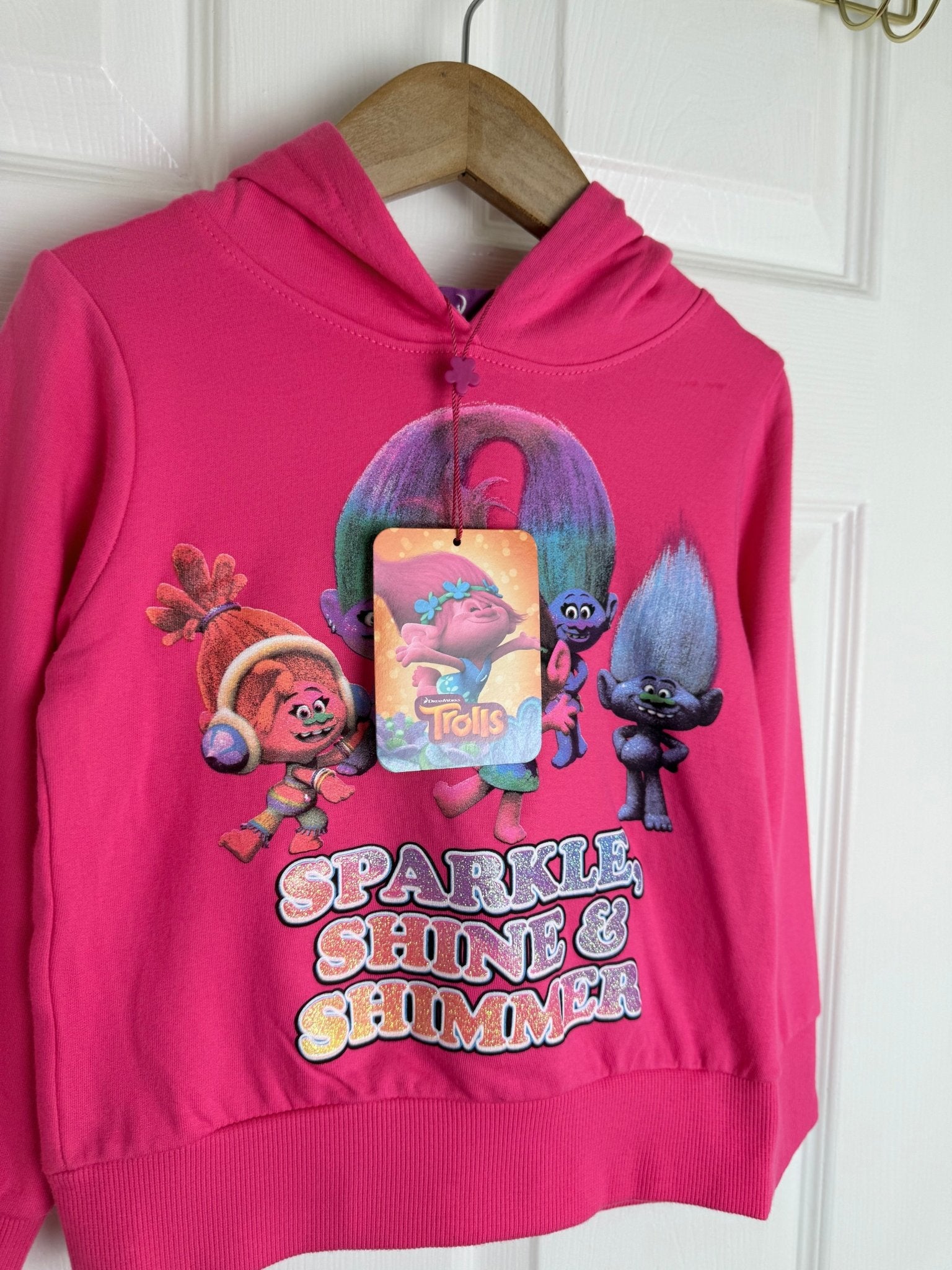 NEW Dreamworks Trolls Pink Hoodie - Girls 3 - 7 Years - Back On The Shelves High Street Discount Outlet Online UK