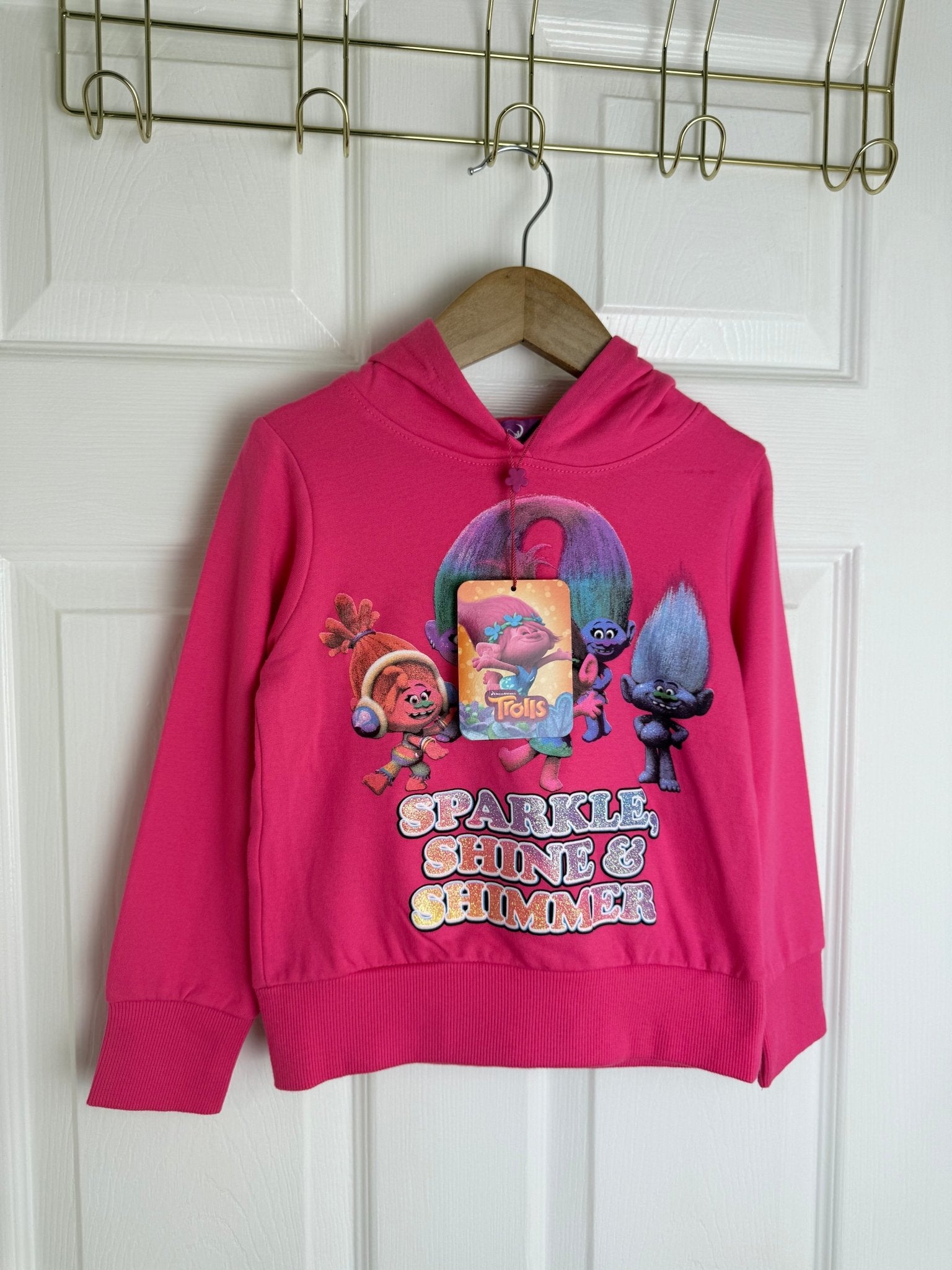 NEW Dreamworks Trolls Pink Hoodie - Girls 3 - 7 Years - Back On The Shelves High Street Discount Outlet Online UK