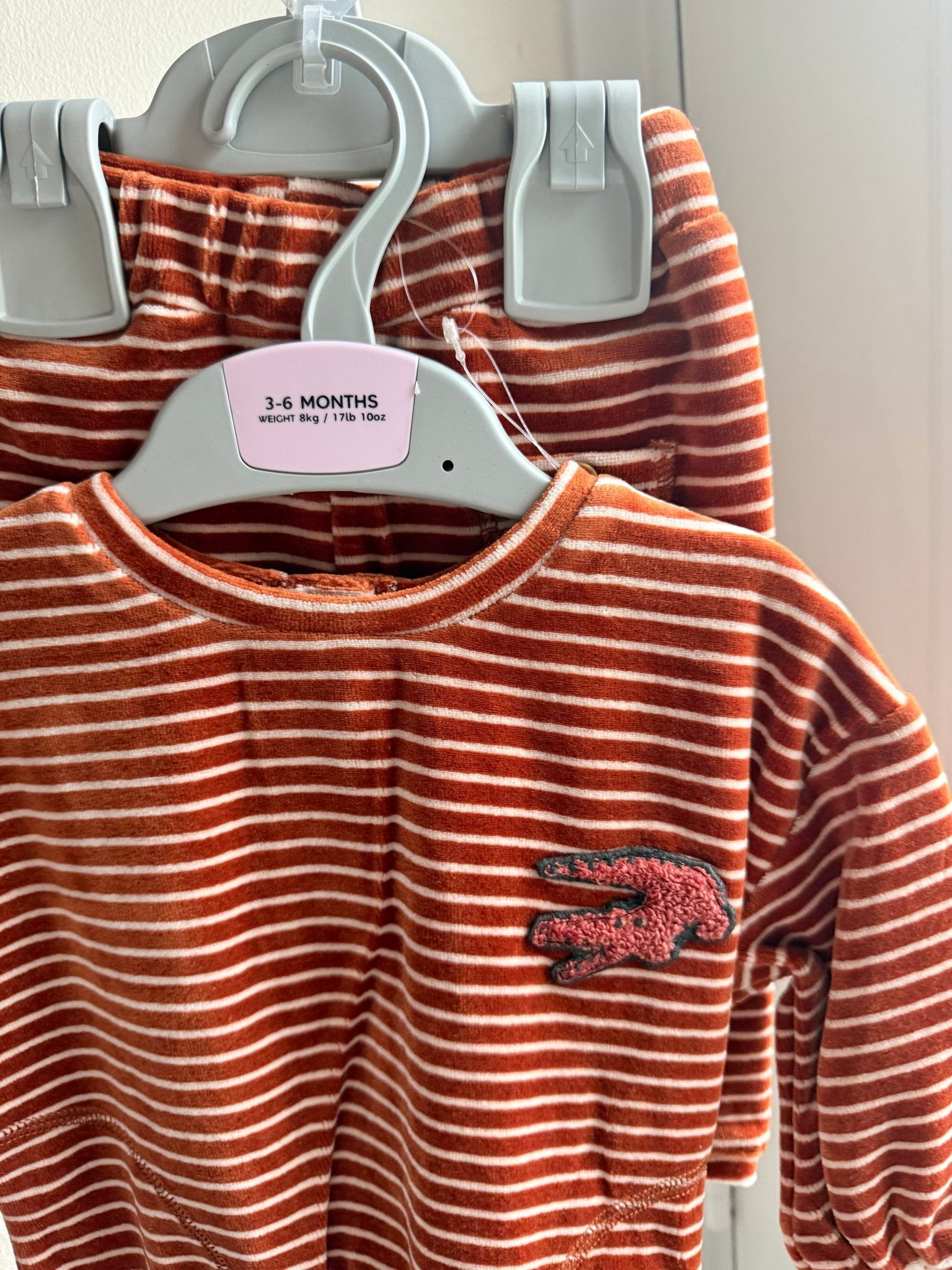 NEW Crocodile Velour Jumper & Joggers Outfit - Baby Boys 3 - 6 Months - Back On The Shelves High Street Discount Outlet Online UK
