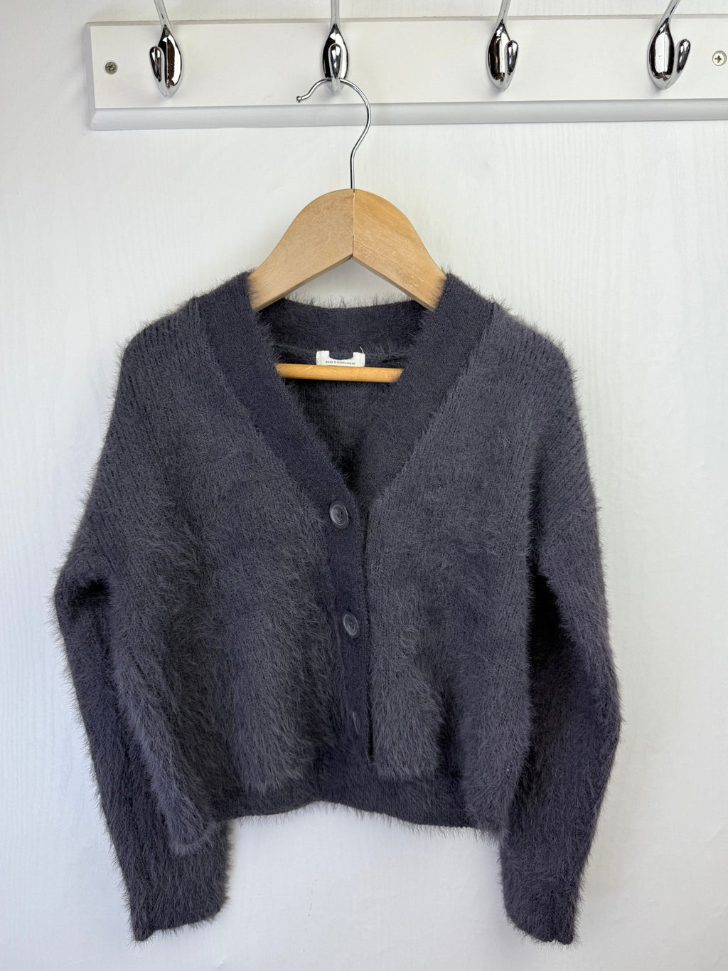 NEW Charcoal Fluffy Cropped Cardigan - Girls 5 - 6 Years - Back On The Shelves High Street Discount Outlet Online UK