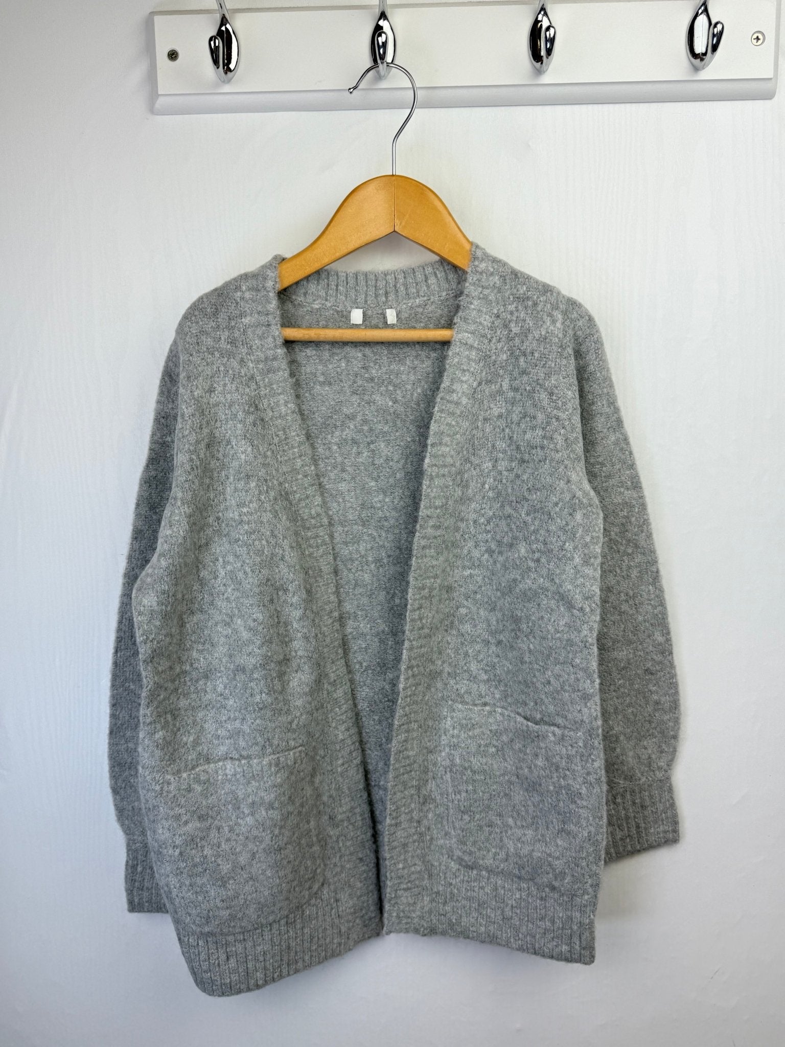 NEW Grey Fluffy Long Cardigan - Girls 5 - 11 Years - Back On The Shelves High Street Discount Outlet Online UK